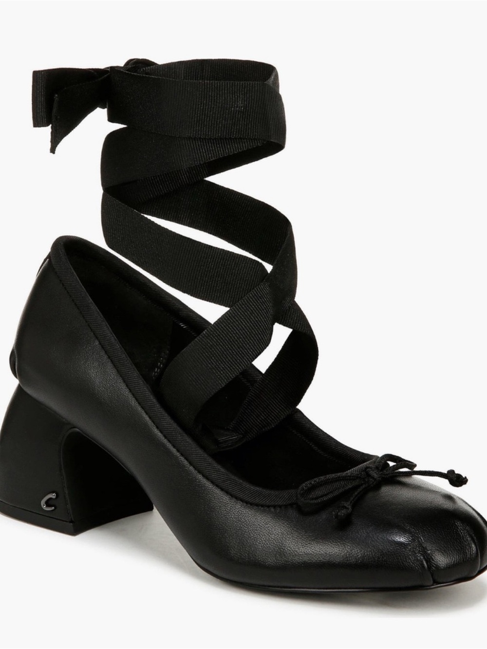 Circus by Sam Edelman Black Ankle-Tie Ballet Pump Heel
